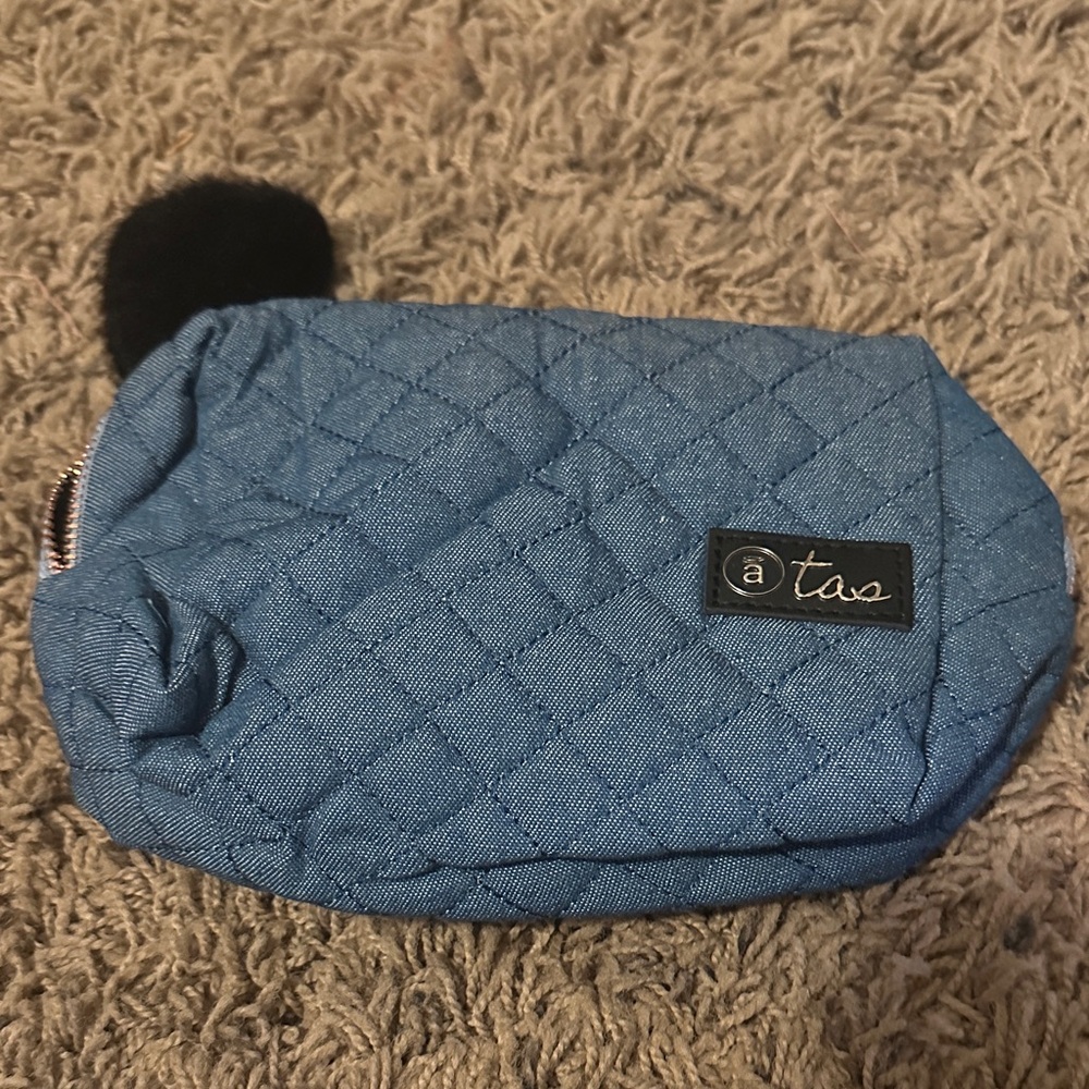 Blue Quilted Women's Accessory Pouch